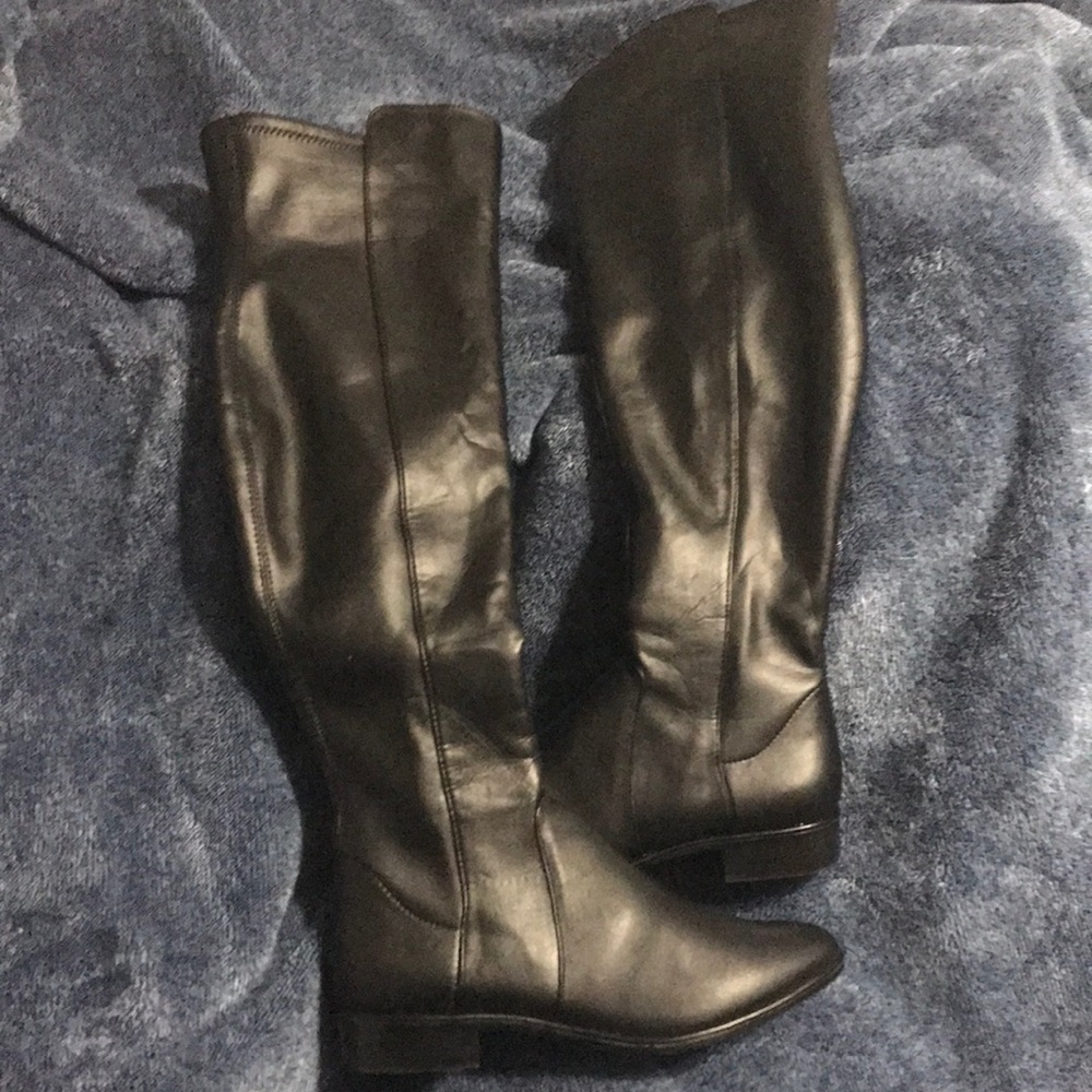 Knee high faux leather boots